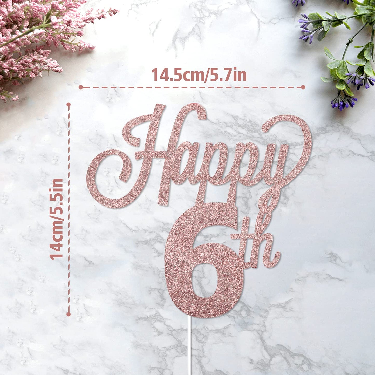 Lingteer Happy 6Th Birthday Cake Topper - Cheers To 6Th Birthday Six Years Old Birthday Party Cake Decorations Sign.