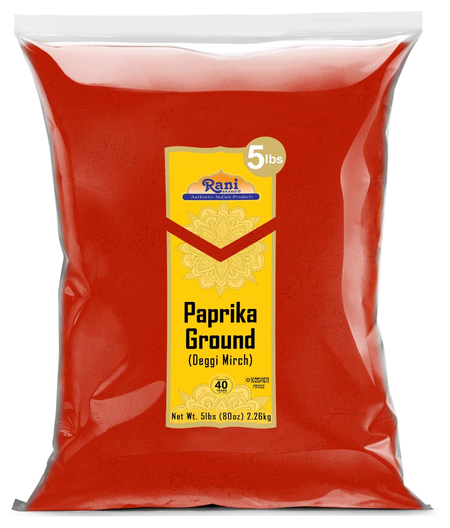 Rani Paprika (Deggi Mirch, Low Heat) Spice Powder, Ground 80oz (5lbs) 2.27kg Bulk ~ All Natural, Salt-Free | Vegan | No Colors |