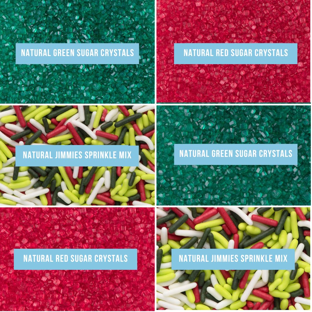 Sweets Indeed Dye Free Christmas Sprinkles - 2.75 oz 6-Cell Holiday Jar | Red Sanding Sugar  Green Sanding Sugar & Christmas Jimmies | Natural Edible Cookie  Cupcake & Cake Decorations