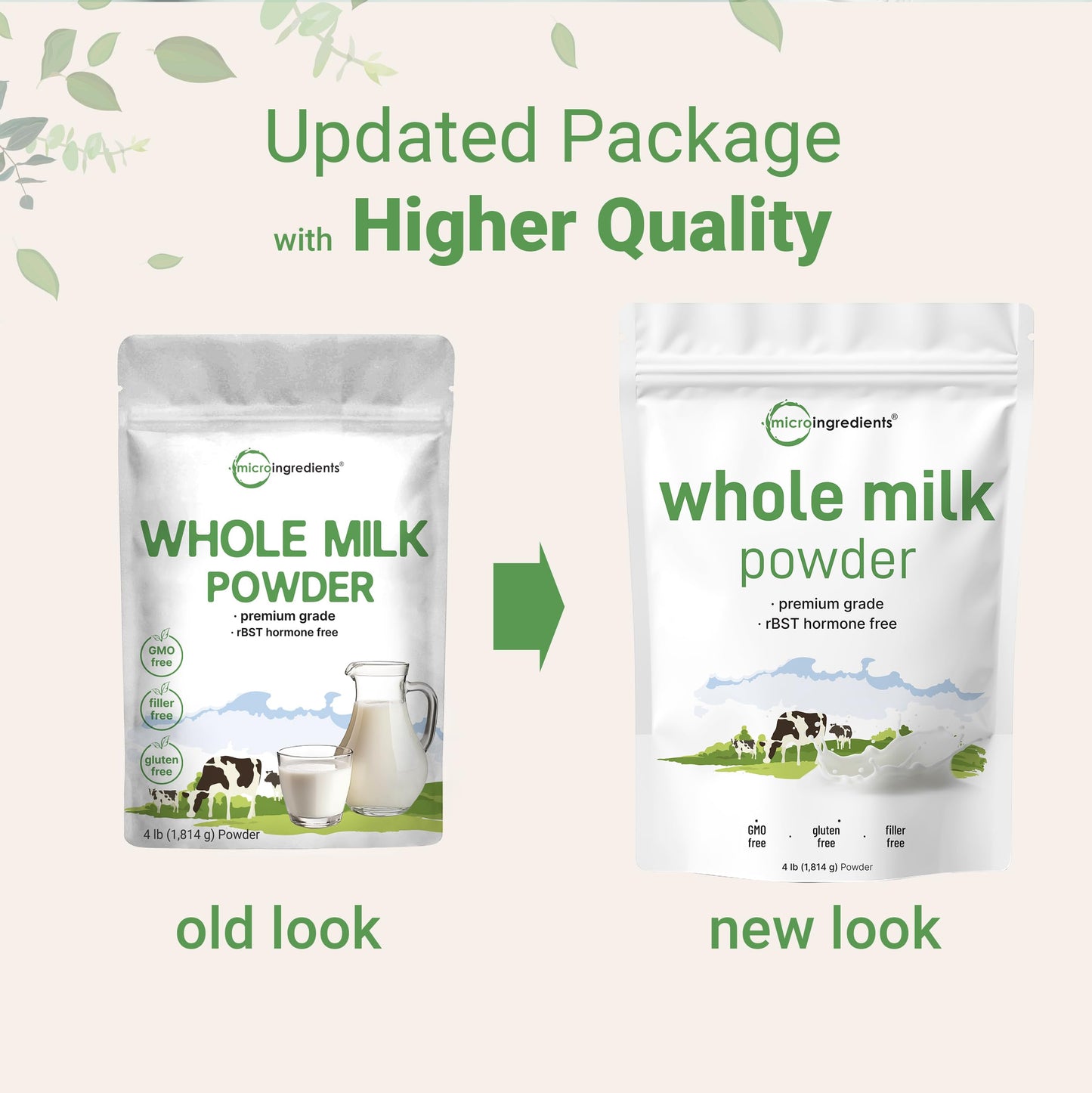 Micro Ingredients Whole Milk Powder, Non-GMO, 64 Ounce, rBST   Free, Premium Grade for Baking