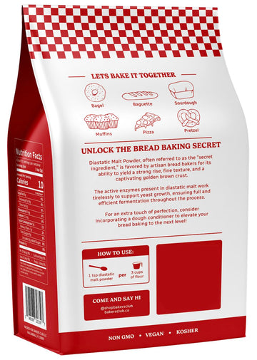 BAKERS CLUB Artisan Diastatic Malt Powder - Enhance Flavor & Texture - 10oz