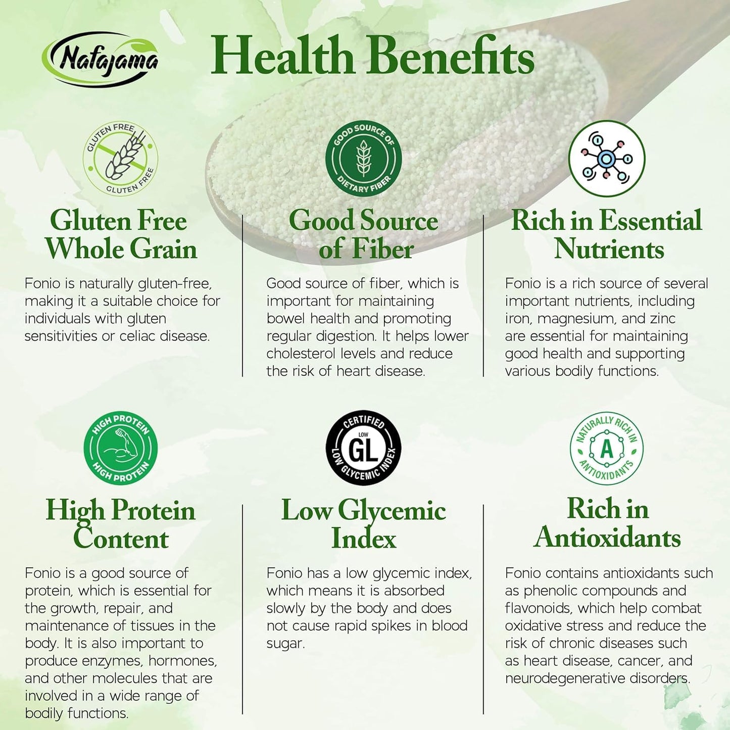 Nafajama enhanced Gluten-Free White Fonio Flour | Ancient African Superfood | All-Natural  Non-GMO  Vegan  High-Fiber - 1 Bag of 110 lb / 50 kg