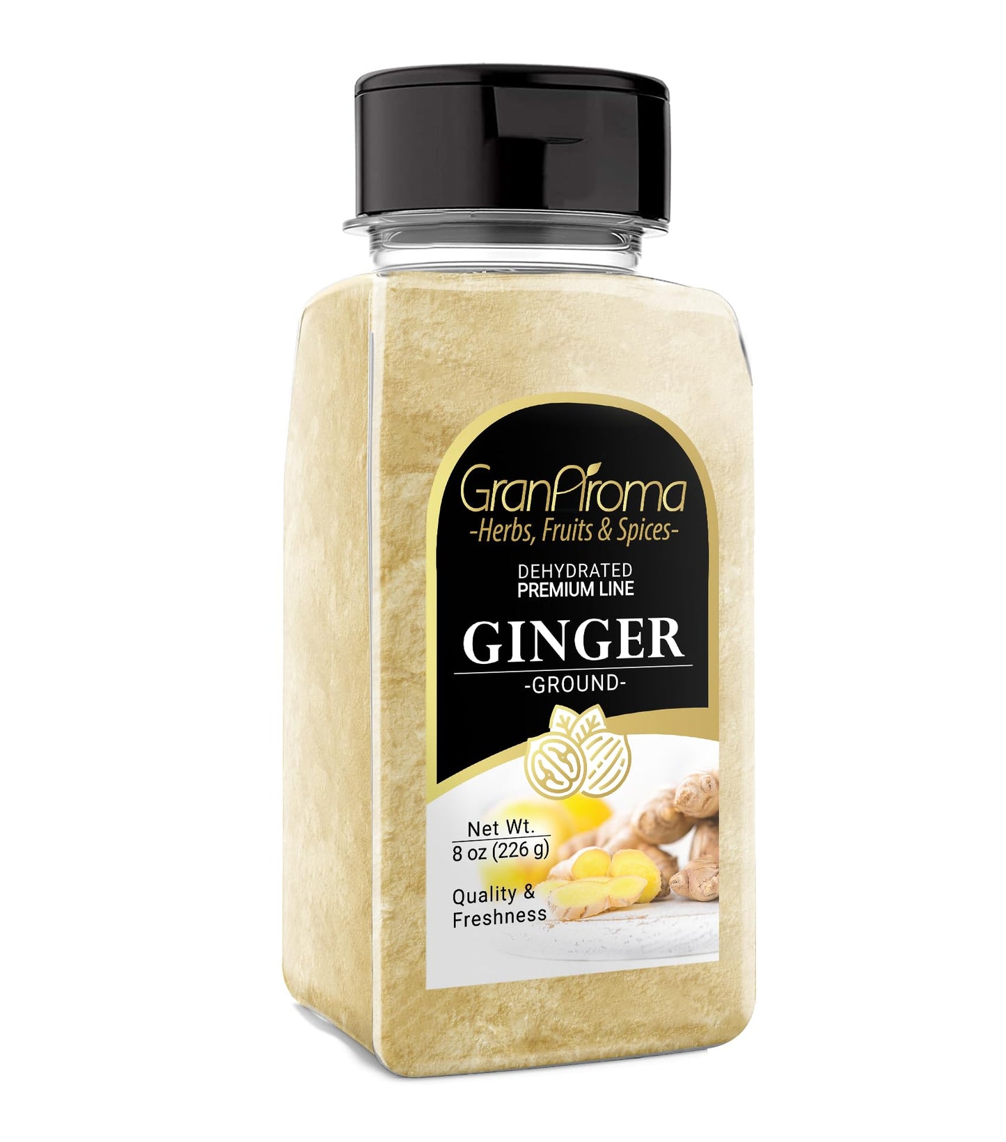 GranAroma Ground Ginger, 8 oz, Pure Root Powder, Indian & Asian Cuisine, Warm Flavor