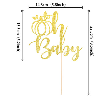1 Pcs Pumpkin Oh Baby Cake Topper Glitter Fall Theme Pumpkin Baby Shower Cake Pick Decorations For Baby Shower Kids Birthday Tha