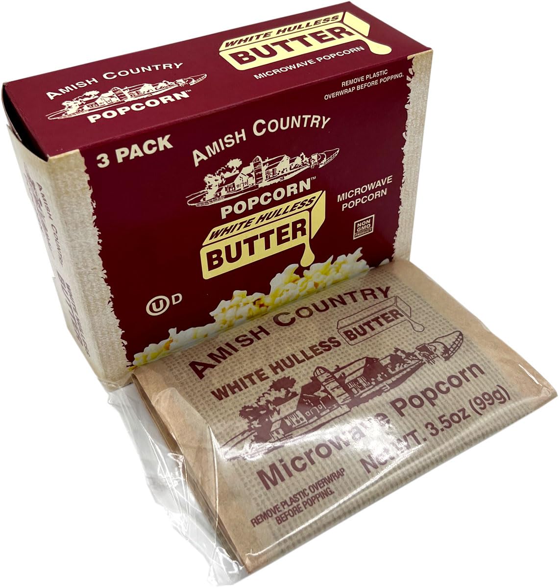 Amish Country Popcorn Old Fashioned Microwave Popcorn Medium White 3 Pack Non-GMO Gluten Free 1 Ounce