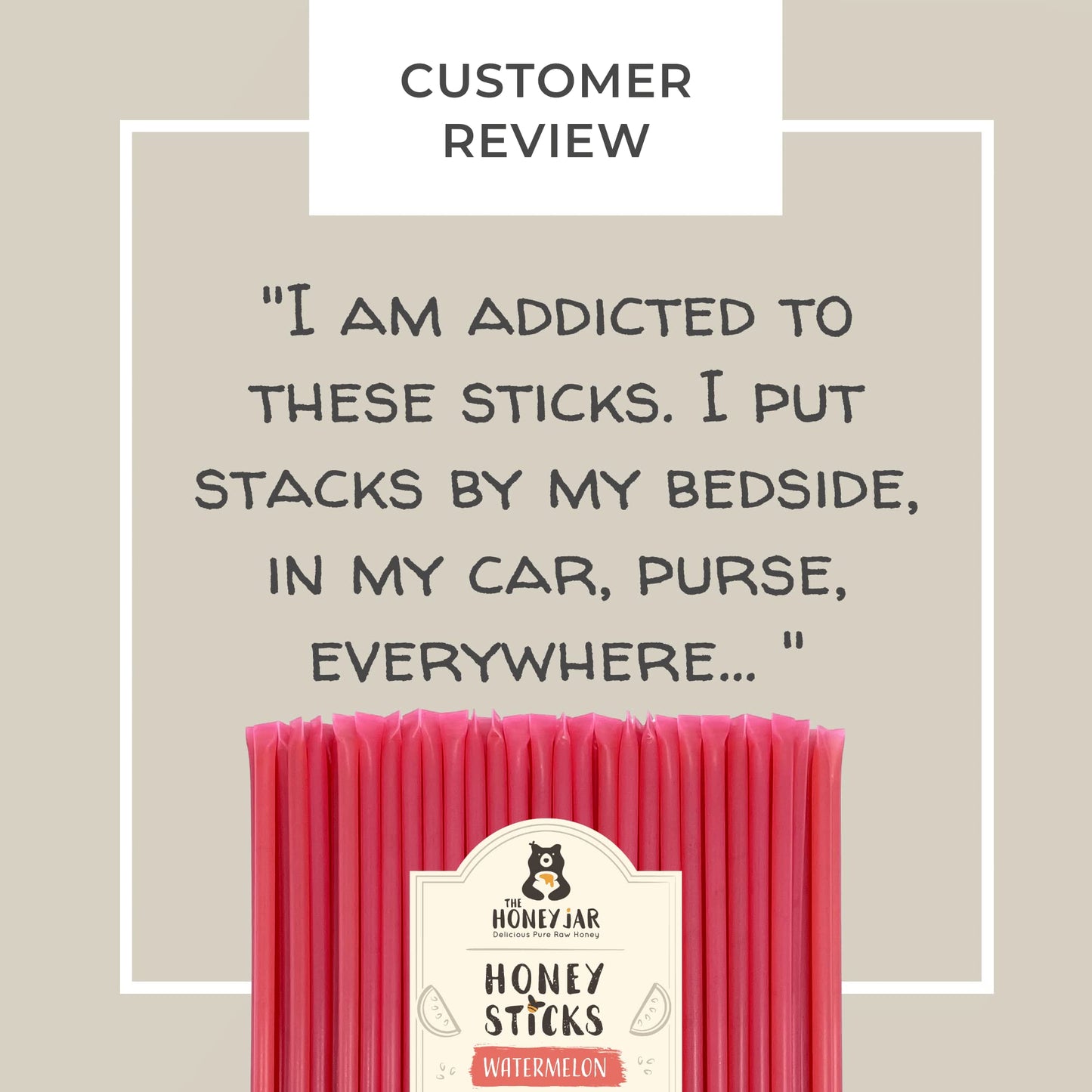 The Honey Jar Watermelon Flavored Honey Sticks - Pure Honey Straws For Tea, Coffee, Or A Healthy Treat - One Teaspoon Of Flavore