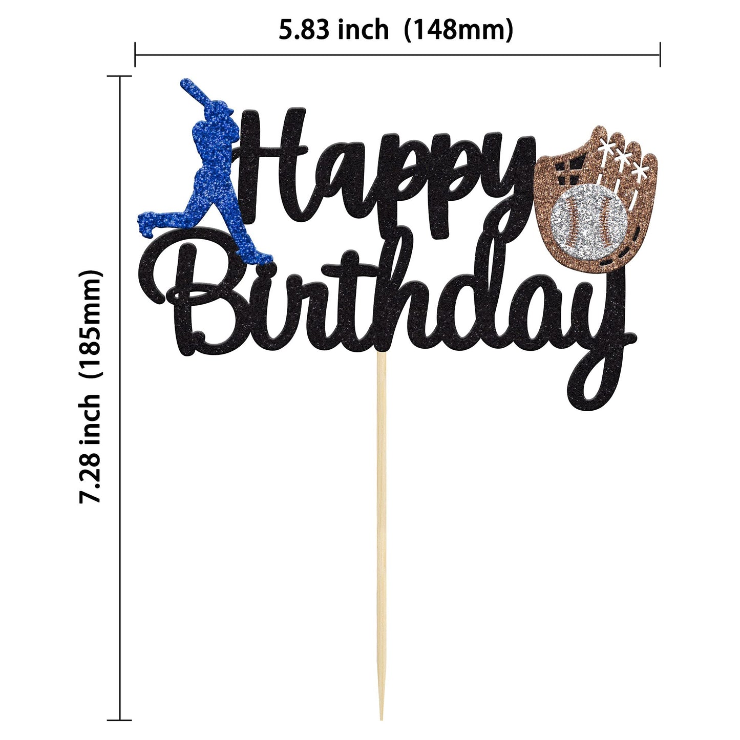 Gyufise 1Pc Baseball Theme Cake Topper Happy Birthday Baseball Player Cake Decoration For Baseball Sports Party Theme Party Deco