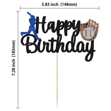 Gyufise 1Pc Baseball Theme Cake Topper Happy Birthday Baseball Player Cake Decoration For Baseball Sports Party Theme Party Deco
