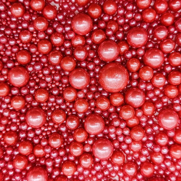 Edible Red Sugar Pearls Sprinkles Candy Mix Size Pearls Cake Decorations Cupcake Toppers Cookie Decorating Perfect For Wedding P