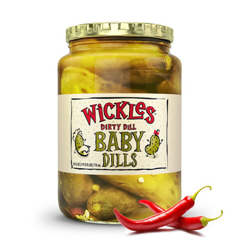 Wickles Pickles Dirty Dill Baby Dills - Spicy Kosher Dill Pickles, 24 oz Jars, 6 Pack