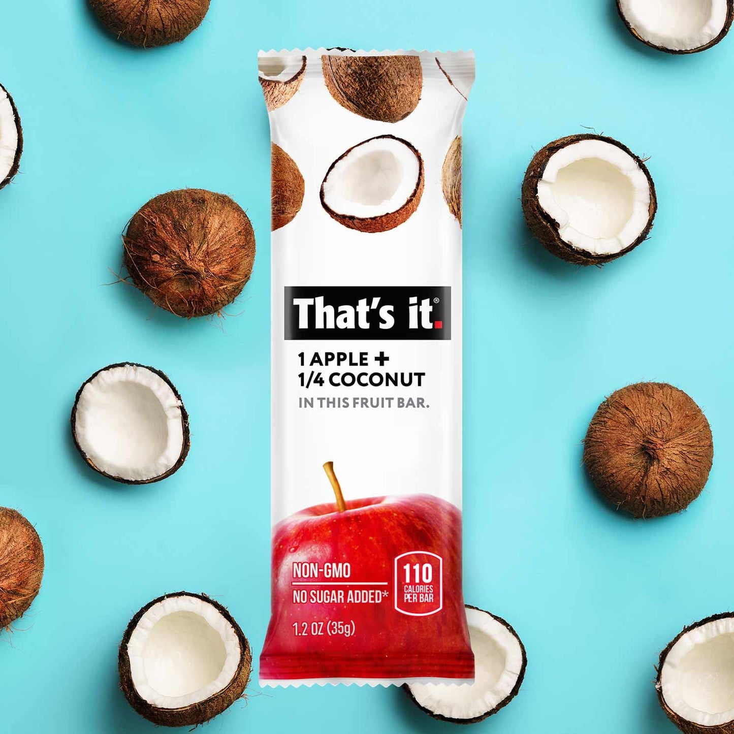 Thats it. Apple + Coconut 100% Natural Real Fruit Bar, Best High Fiber Vegan, Gluten Free Healthy Snack, Paleo for Children & A