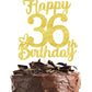 36 Birthday Cake Toppers-Gold Glitter, 36Th Cake Topper For Men,36 Cake Topper For Women, 36Th Birthday Decorations,36Th Birthda