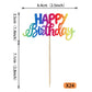 YCTHUNFISH Glitter Cupcake Toppers, 24 Pack, Happy Birthday & Baby Shower, W 2.5 inches x H 4.2 inches, Multi-colored