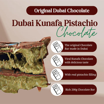 Parahon Dubai Chocolate Bar - Pistachio Cream - Assorted Milk & White Chocolates - 80g Holiday Gift for All
