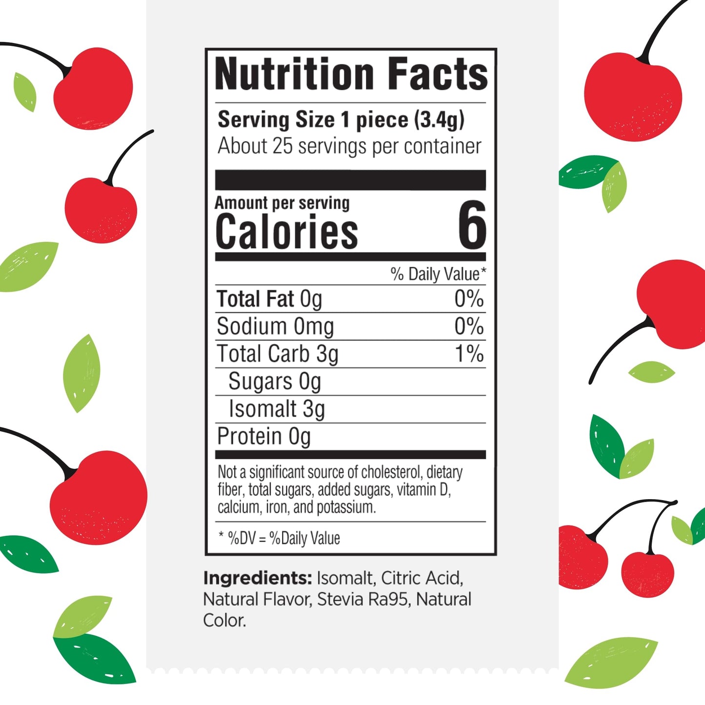 Stevita Hard Candy, Cheery Cherry - 25 Individually Wrapped Pieces - Sugar & Aspartame Free - Naturally Flavored & Sweetened - N