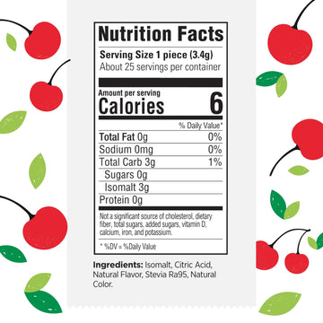 Stevita Hard Candy, Cheery Cherry - 25 Individually Wrapped Pieces - Sugar & Aspartame Free - Naturally Flavored & Sweetened - N