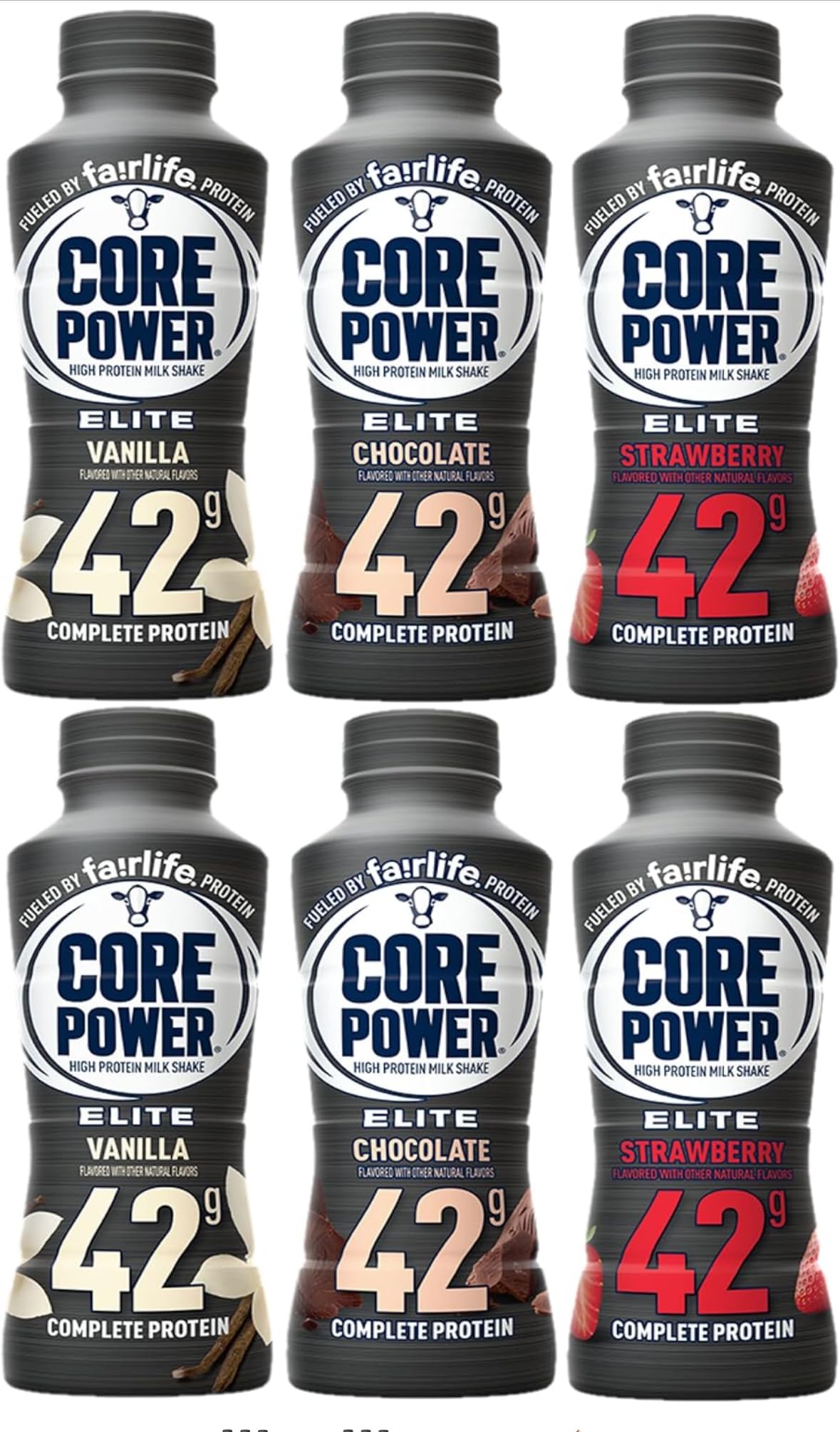 Fairlife Core Power advanced High Protein Milk Shake 42g (Pack of 12) 3 Flavor Variety Pack - Chocolate  Vanilla and Strawberry 14 Fl in Baxter Expresss packaging