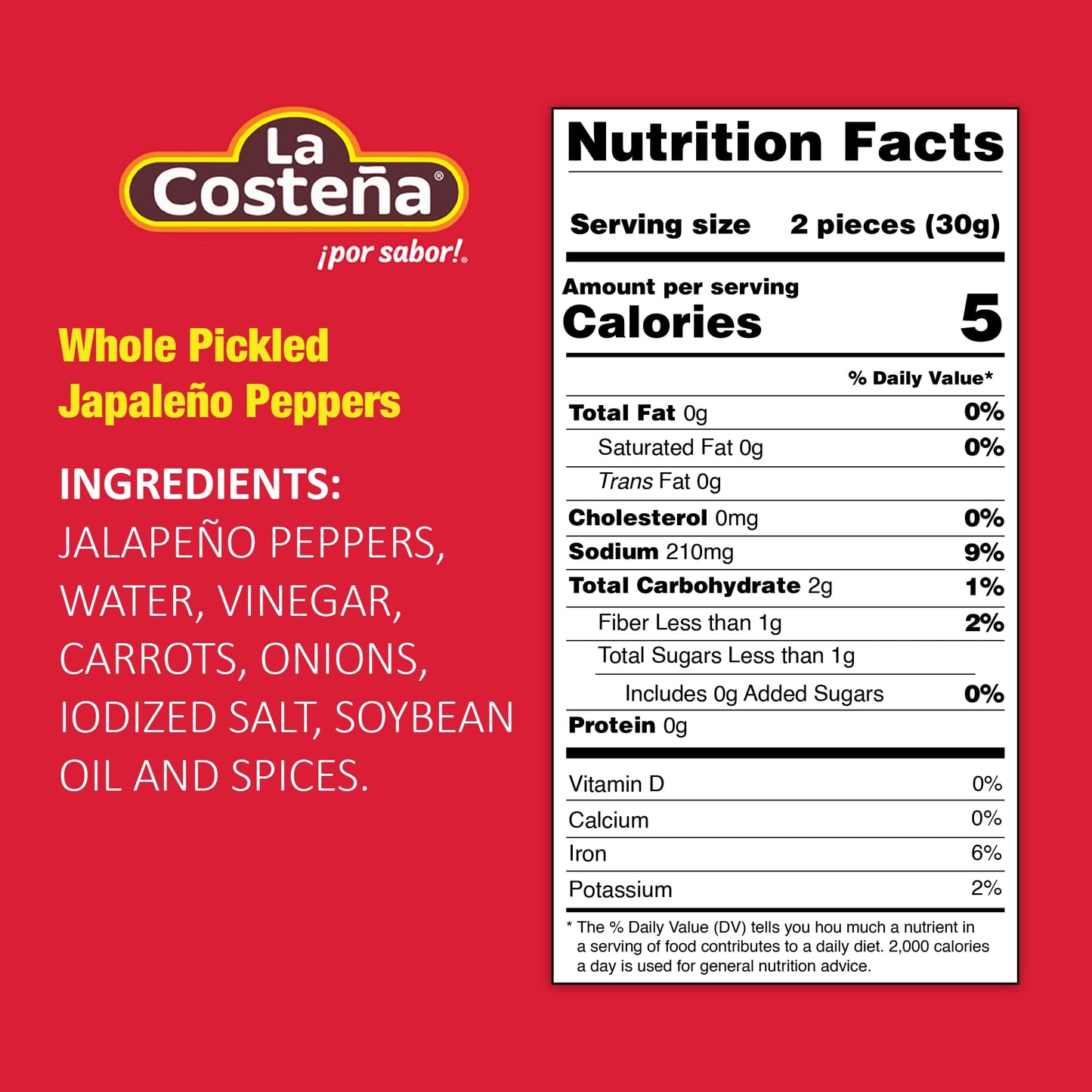 La Costea Whole Pickled Jalapeo Peppers, 26 Ounce Cans (Pack Of 12)