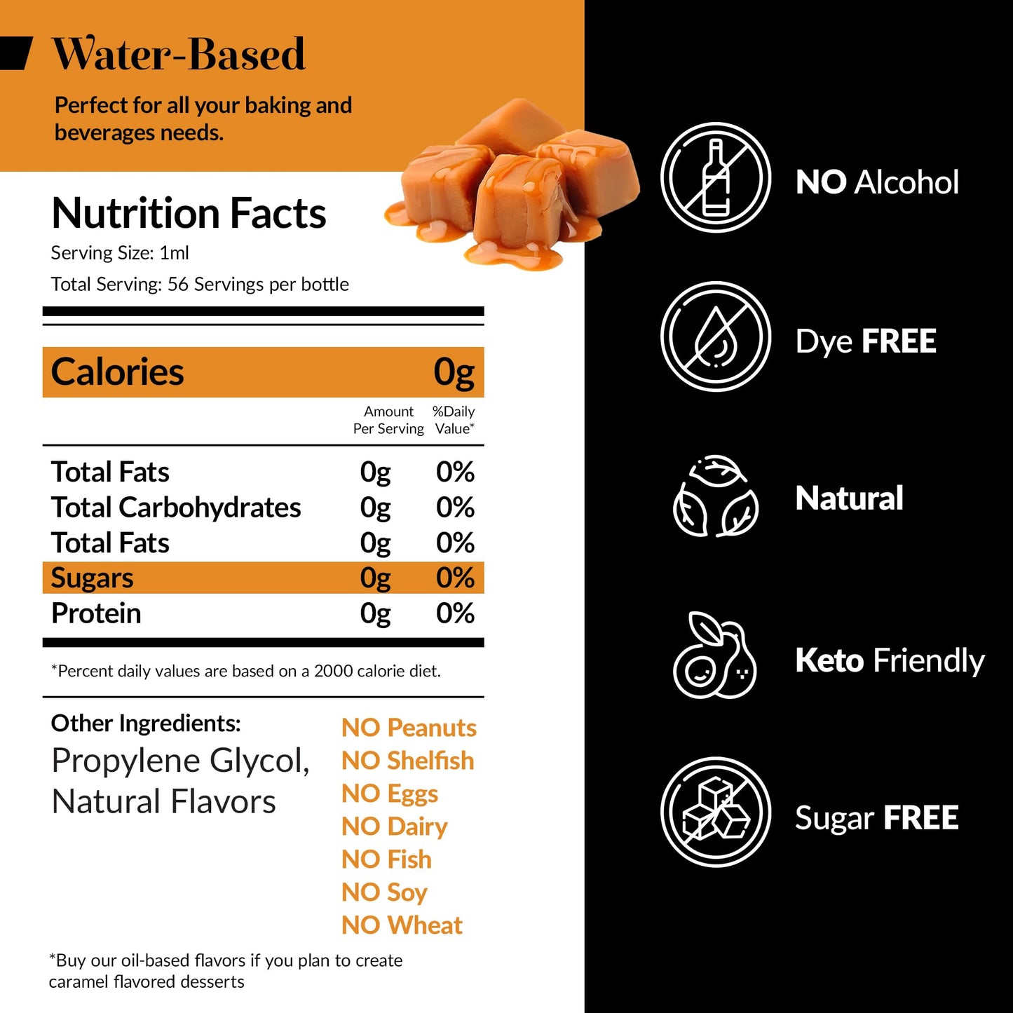 Dolce Flav Natural Caramel Extract - Water-Soluble Flavoring for Baked Goods, Beverages & Desserts - 2 Oz.