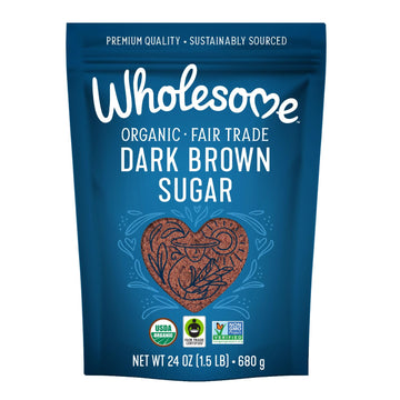 Wholesome Sweeteners 24-Ounce Organic Dark Brown Sugar, Fair Trade, Non GMO, Gluten Free & Vegan, Sugar for Baking and Glazing, 