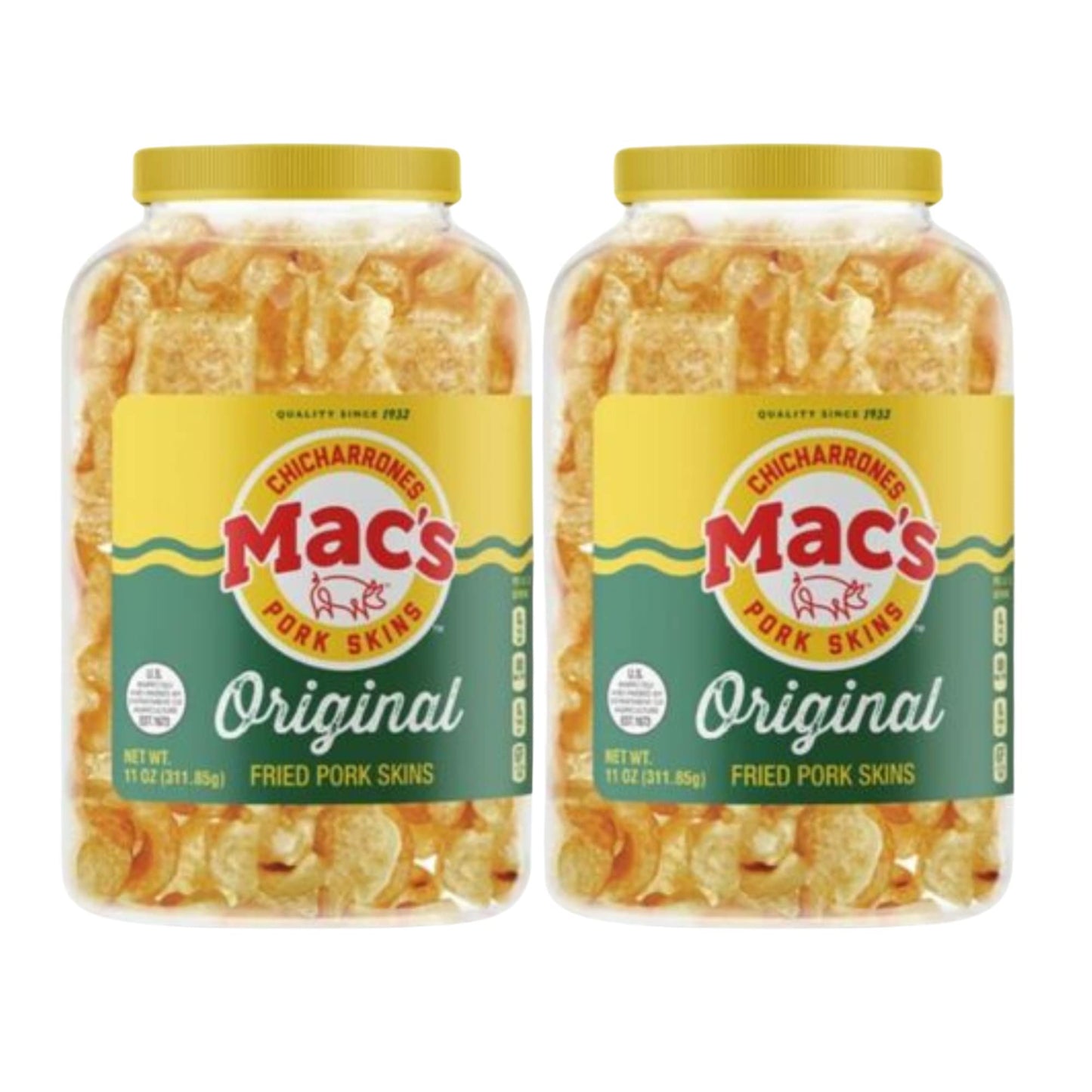 Generic Macs Original Fried Pork Skins, Gluten Free, Zero Trans Fat, 11 Oz Barrel, 2 Pack