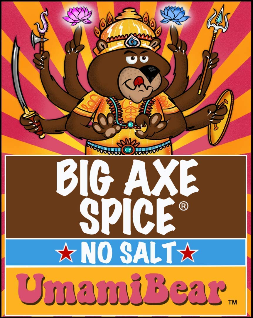 Big Axe Spice Umamibear - Salt Free Light Curry And Umami Seasoning Blend - Salt Free, Sugar Free Gluten Free Preservative Free