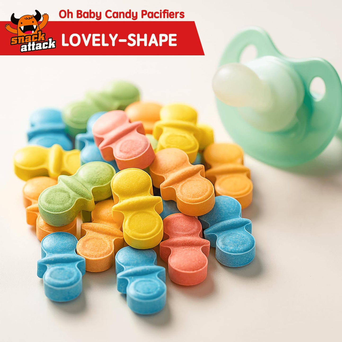 Snack Attack Candy Pacifiers - Individually Wrapped Hard Candy, Colorful   for Parties, 5lb Bag