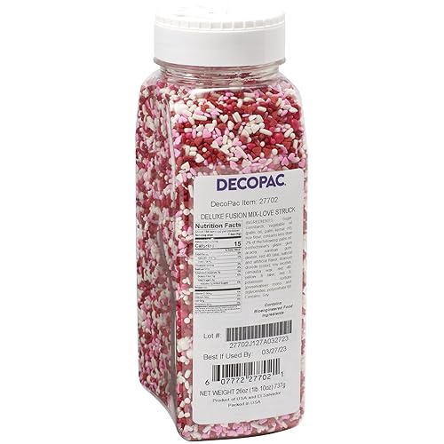 Decopac Love Struck Fusion Mix Candy Sprinkles, 26Oz, Fancy Sprinkles In Handheld Container, Edible Sprinkles For Celebration Cakes, Cupcakes, Cookies & Donuts, Pink & Red