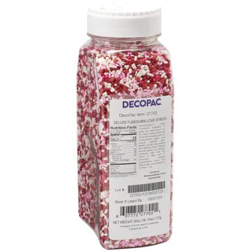 Decopac Love Struck Fusion Mix Candy Sprinkles, 26Oz, Fancy Sprinkles In Handheld Container, Edible Sprinkles For Celebration Cakes, Cupcakes, Cookies & Donuts, Pink & Red