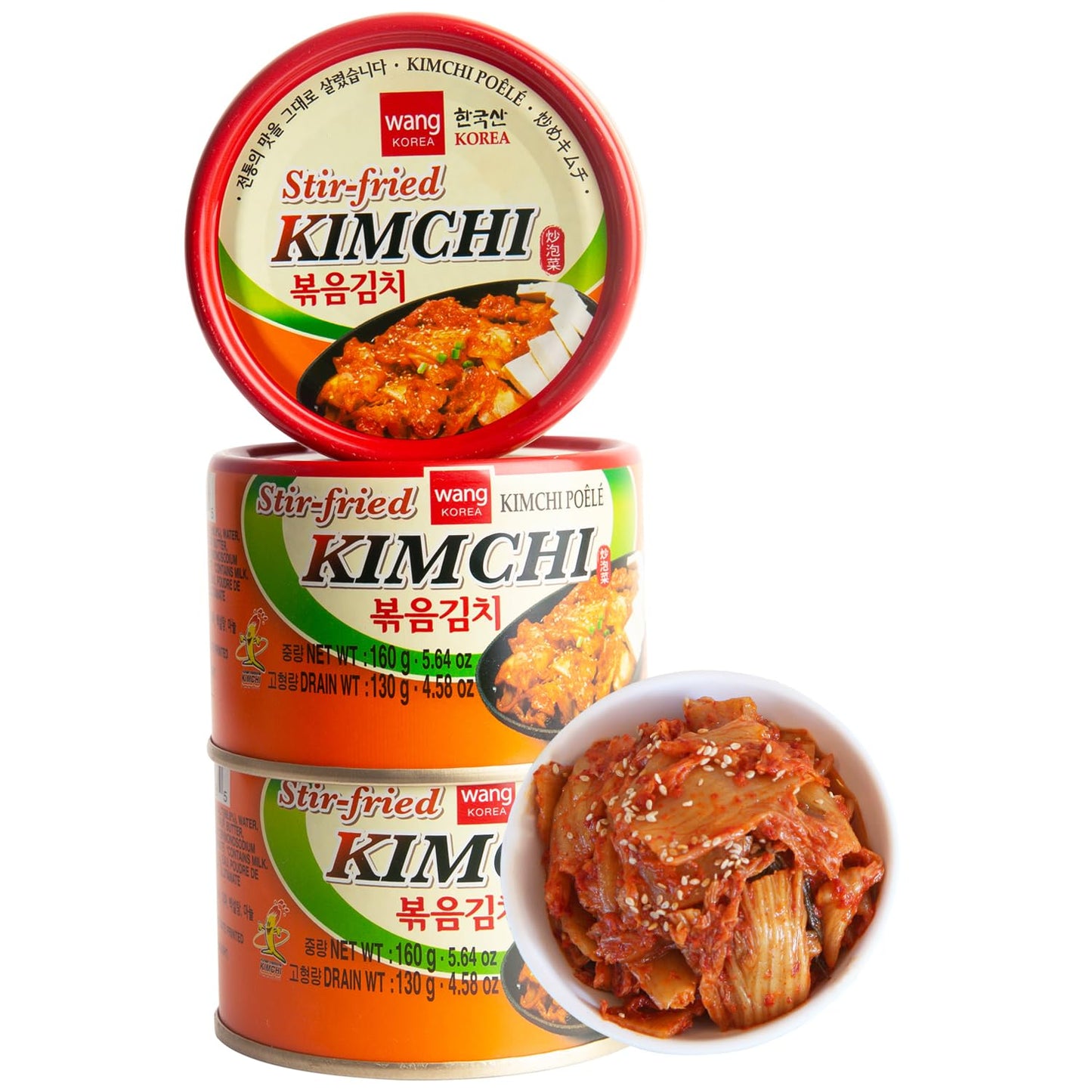 Wang Korean Canned Stir-Fried Kimchi, 5.64 Ounce, Pack Of 3