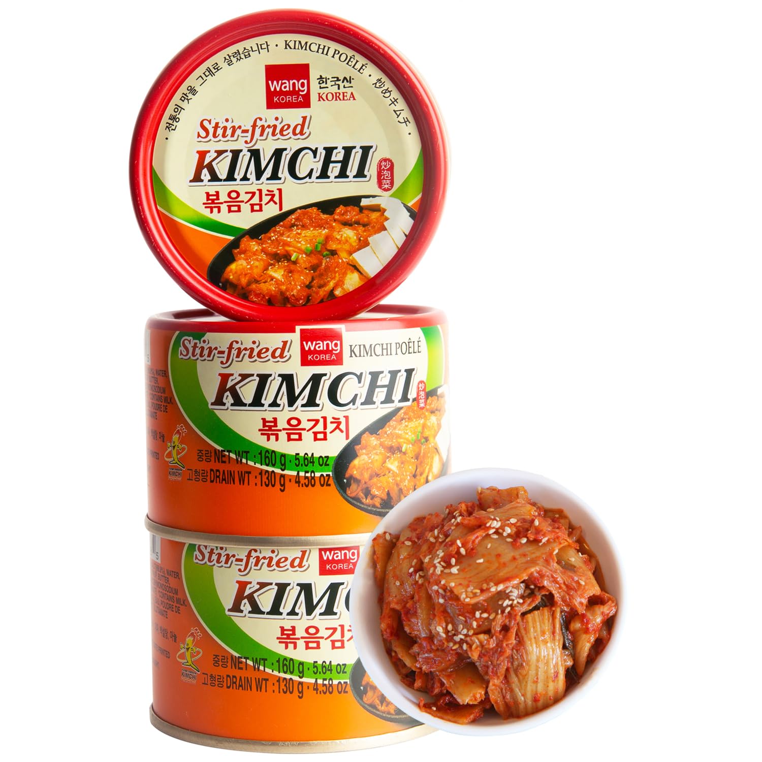 Wang Korean Canned Stir-Fried Kimchi, 5.64 Ounce, Pack Of 3