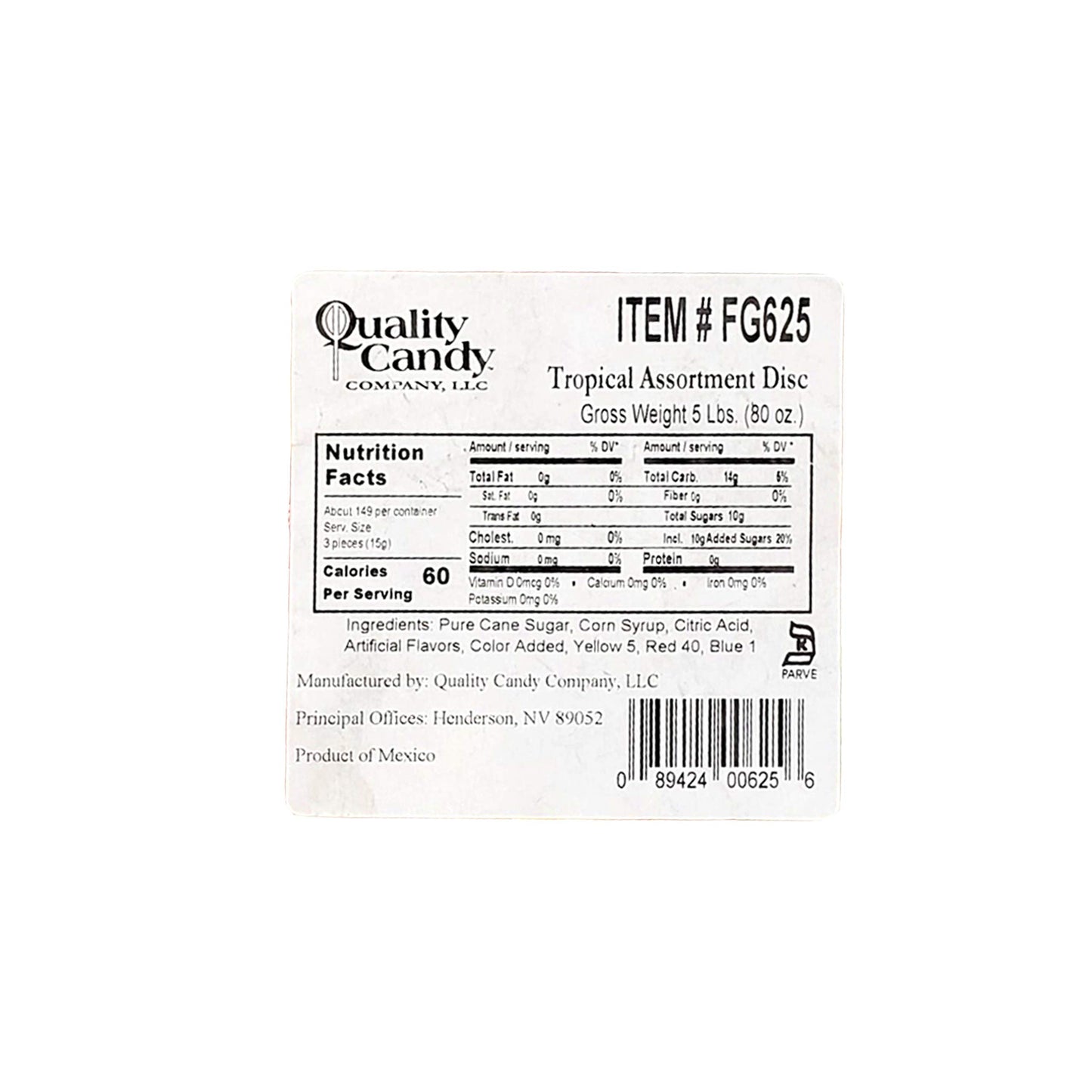 Quality Candy Company Tropical Fruit Discs, 5 Pounds