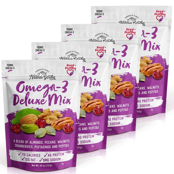 Natures Garden Omega-3 Deluxe Mix - Power Up Omega Deluxe Trail Mix, Heart Healthy, Gluten Free, Antioxidant Rich, Cholesterol 