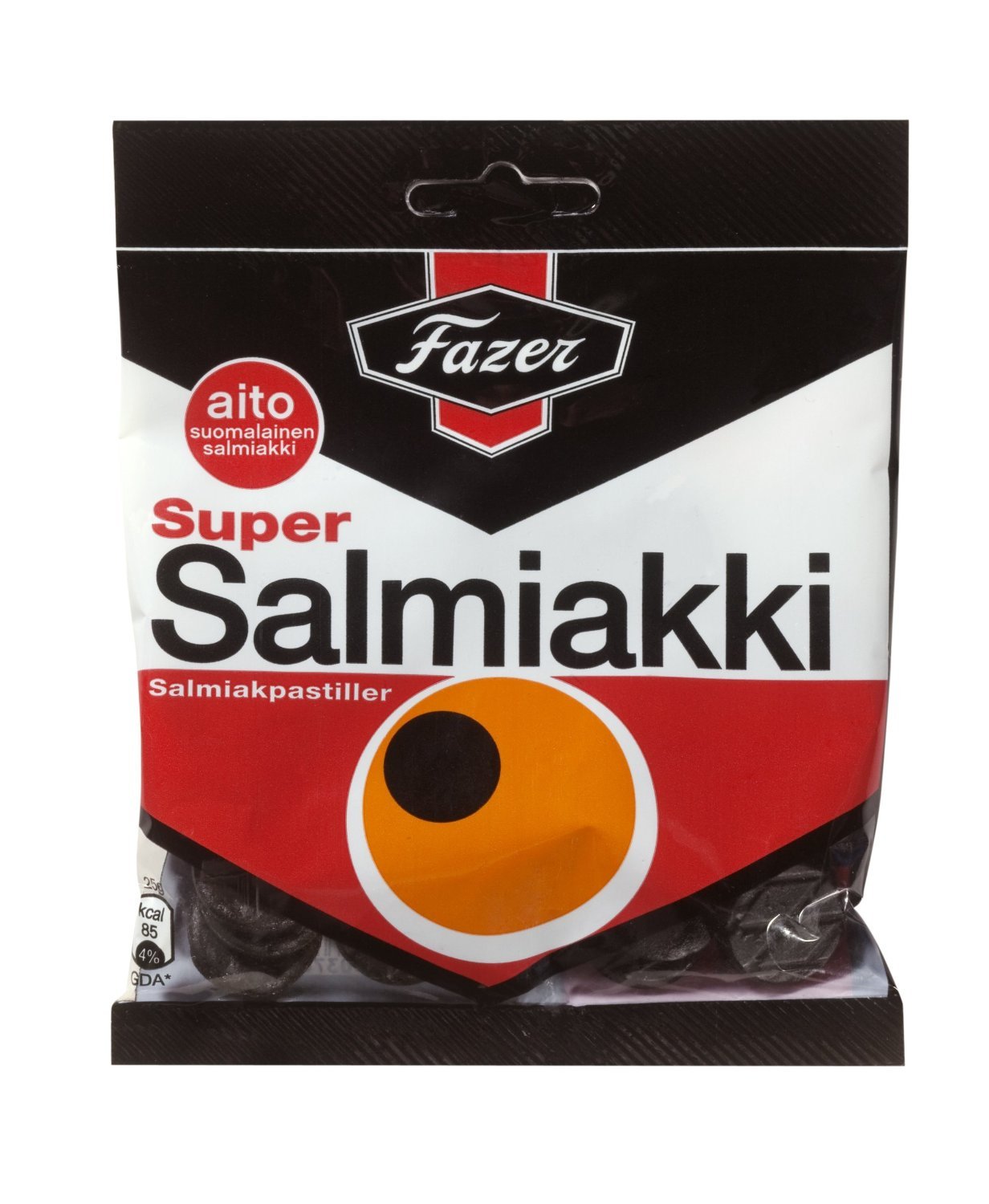 Fazer Super Salmiakki Original Finnish Salty Licorice Candy - 2 Bags x 80g (2.82 oz Total)