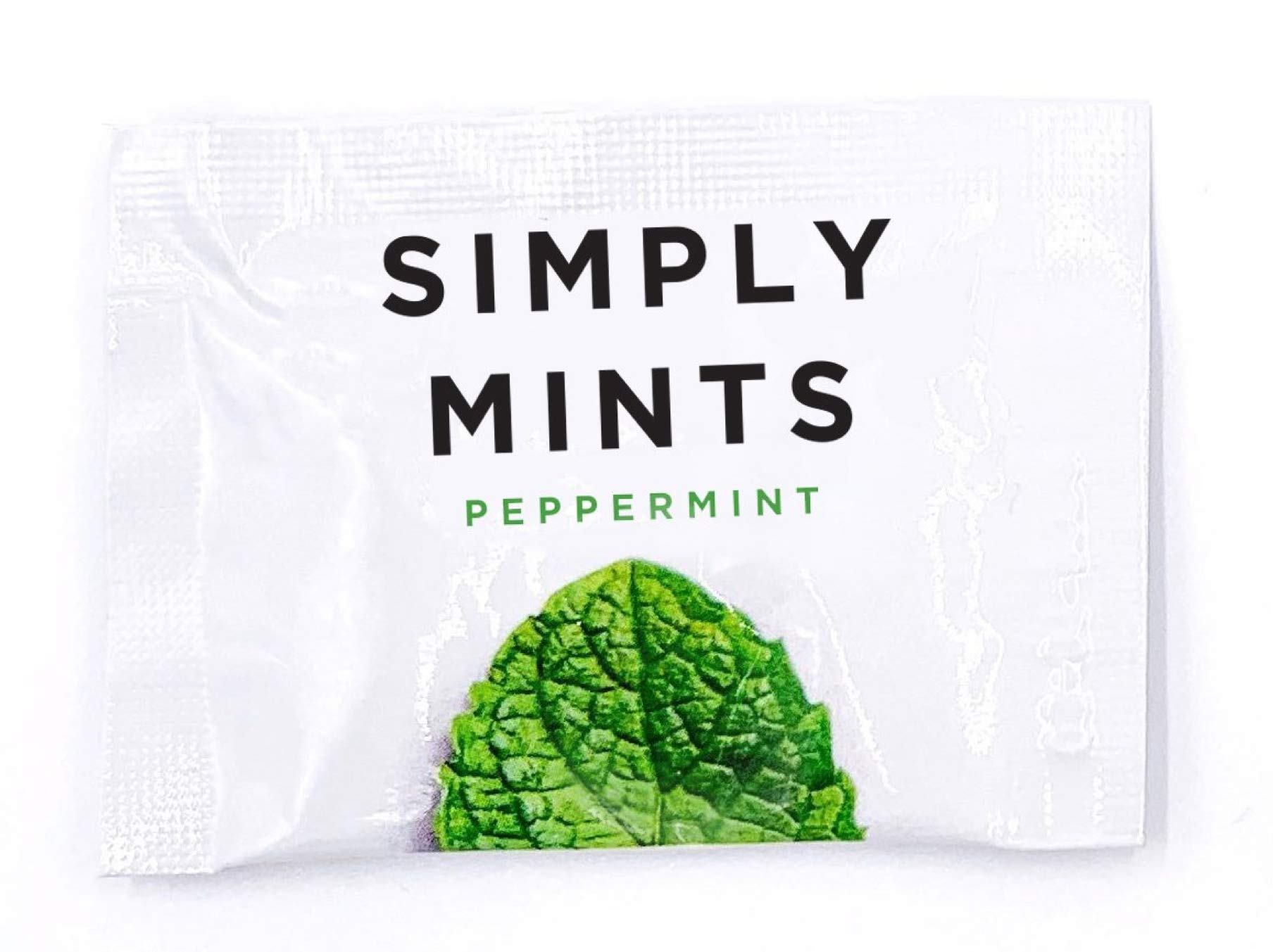 Simply Gum Peppermint Mints | Vegan, Non-GMO | 50 Individually Wrapped Pouches | White