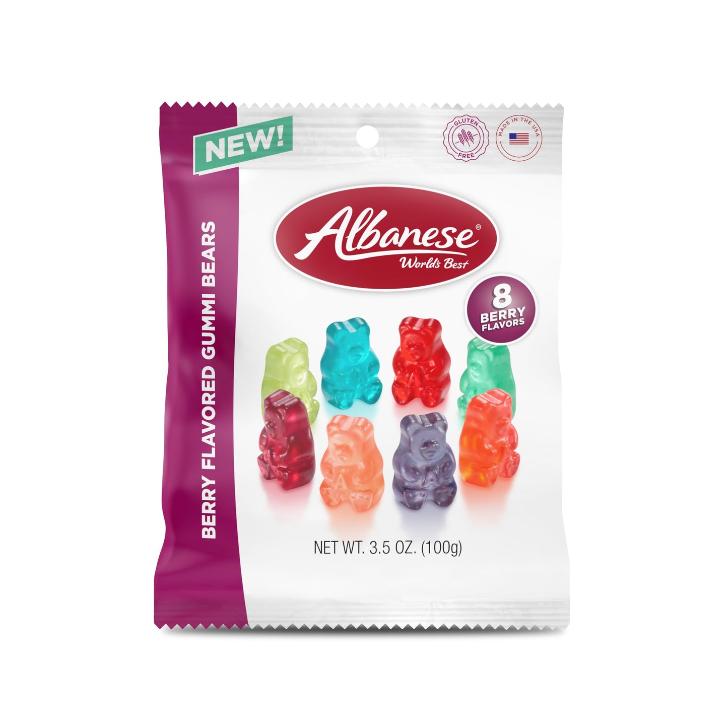 Albanese World'S Best Berry Flavored Gummi Bears, 3.5Oz Bags Of Candy, Individually Wrapped Pack Of 12