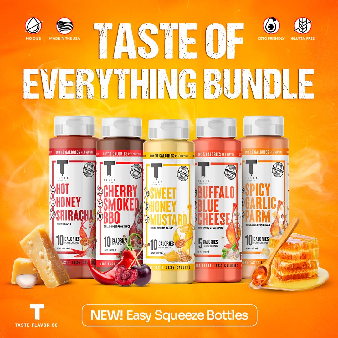 Taste Flavor Co. Grilling, Dipping Sauce And Marinade, Great Tasting, Low-Calorie Sauces, Keto Friendly, No Oils (5 Pack, Variet