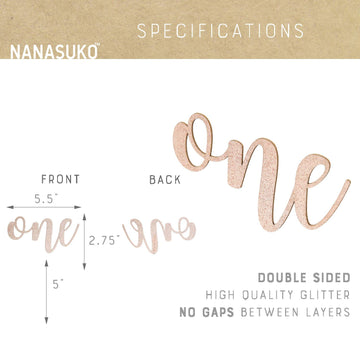 Nanasuko 1St Birthday Cake Topper - One - Double Sided Rose Gold Glitter - Premium Quality Made In Usa