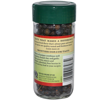 Frontier Co-op Organic Whole Juniper Berries, 1.28 Ounce Bottle, Rich and Piney Flavor for Soups and Marinades