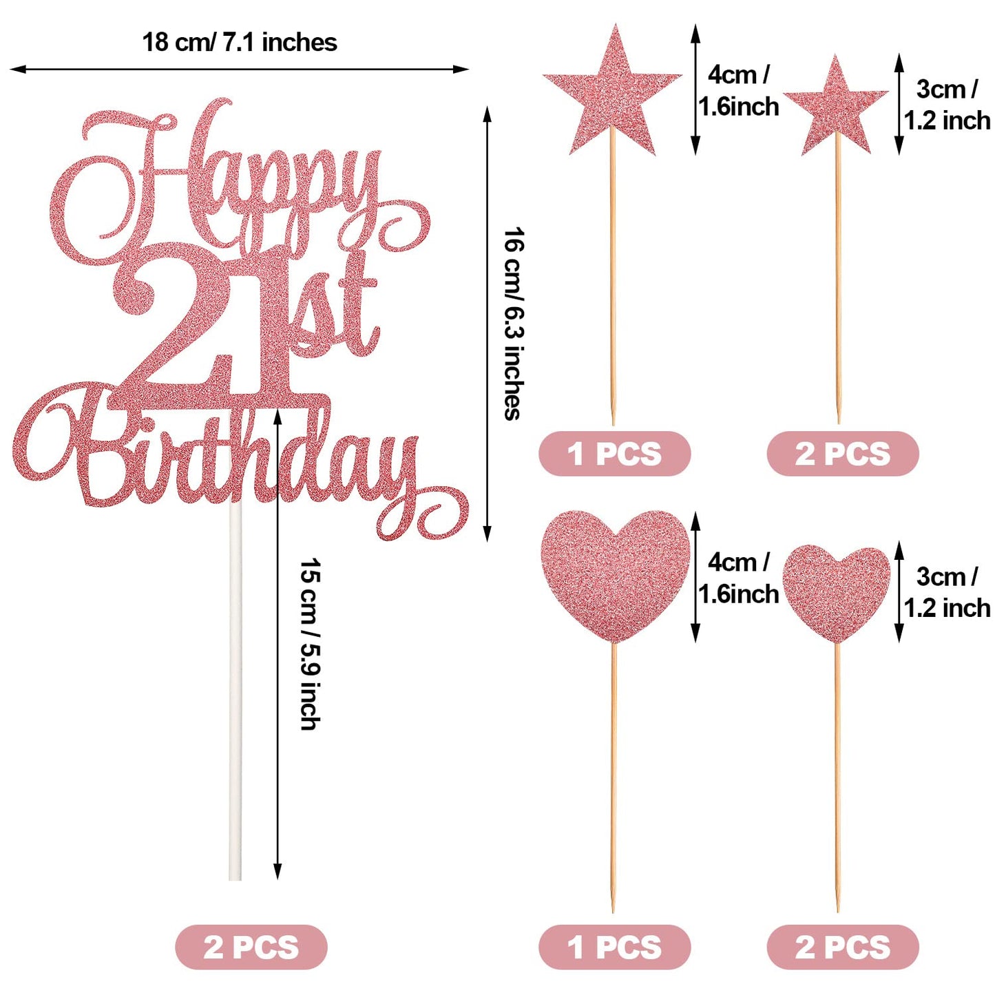 21St Birthday Cake Decorations Set Include 21St Birthday Candles Numeral 21 Cake Candles And Happy 21St Birthday Cake Toppers Wi