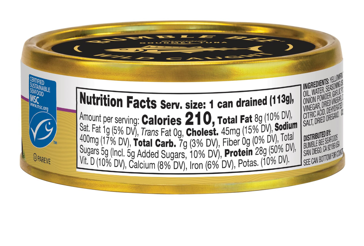 Bumble Bee Prime Balsamic & Herb Yellowfin Tuna In Extra Virgin Olive Oil, 5 Oz Cans (Pack Of 12) - Wild Caught Ahi Tuna - 28G Protein Per Serving - Non-Gmo, Msc Certified Sustainable Seafood