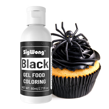 Gel Food Coloring - 80ml Black Flavorless Gel Based Food Color Dye, Vibrant Edible Concentrated Food Coloring for Cake Cookie De