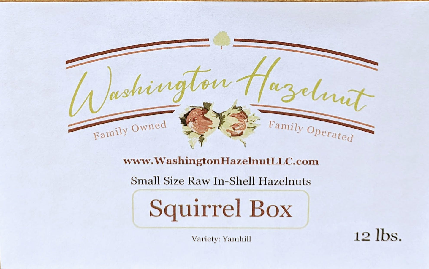 Raw, small size in-shell Hazelnuts grown in our family s orchard. 12 pound squirrel box.