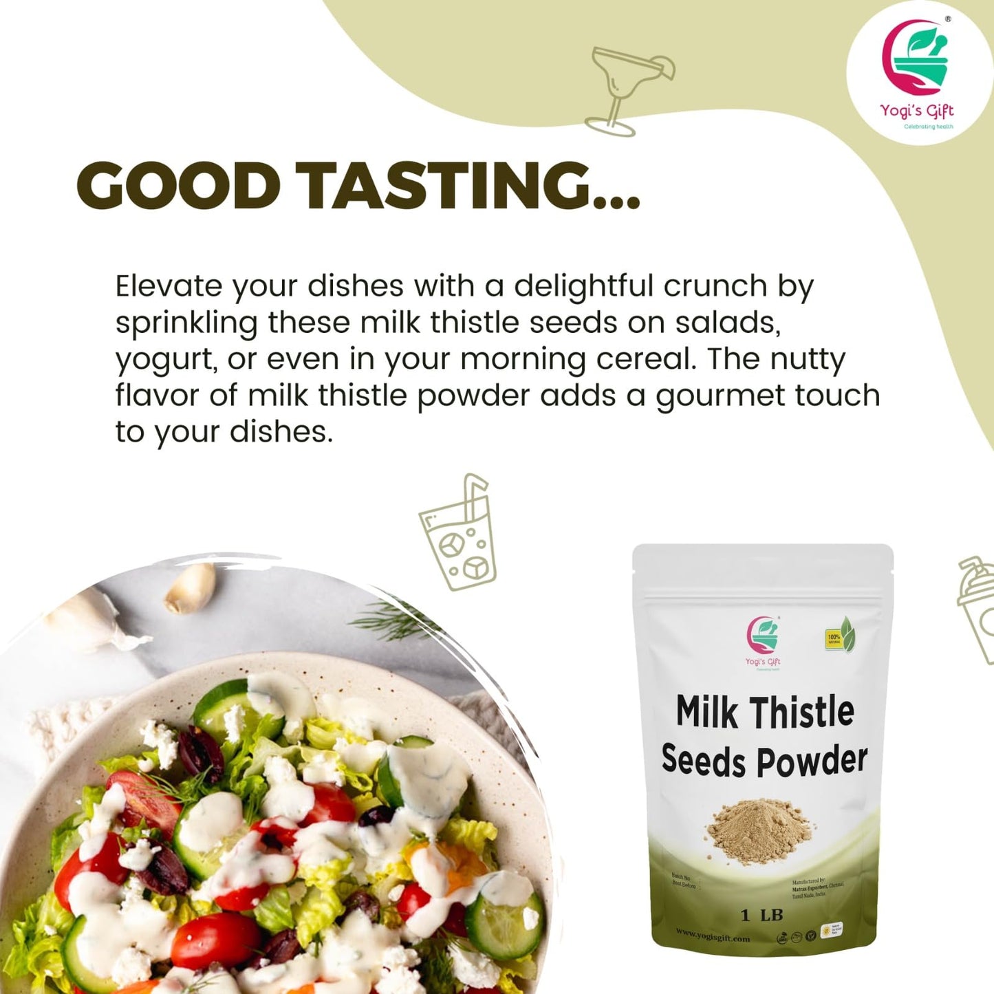 Milk Thistle Seed Powder 1 Lb | Rich In Silymarin | By Yogi'S Gift