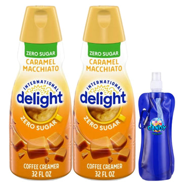 International-Delight Liquid Coffee Creamer.- Two (2) 32 fl oz Bottles of Sugar Free Smooth & Creamy Delightful Coffee Creamer a