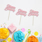 24Pcs Happy Birthday Cupcake Toppers Pink Glitter Birthday Cupcake Food Picks For Celebrating Happy Birthday Party Cake Decorati