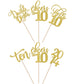 Rssta i Cupcake Toppers 30 Pack Glitter Gold Double Digits 10th Birthday Decorations Model XM087