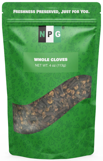 Npg Premium Whole Cloves Buds 4 Ounces, Strong Aroma And Flavor Cloves For Tea, Potpourri, Baking, Pomander Balls, Meats, And Pu