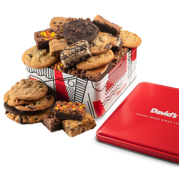Davids Cookies Gourmet Assorted Cookies and Brownies Gift Basket - 12 x 1.5oz fresh baked cookies and 10 x 2oz individually wrap