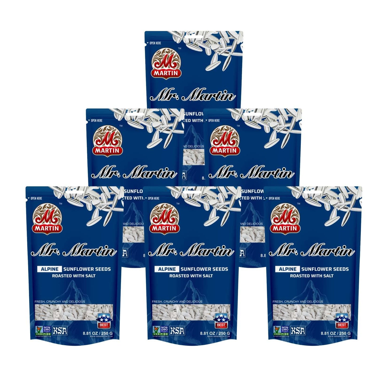 MR. MARTIN Freshly Roasted Alpine Salted Sunflower Seeds To Eat - Non-GMO, Kosher, Crunchy, Delicious, Vegan, Keto Friendly Snac